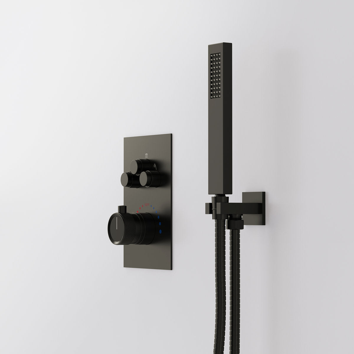 Ceiling Mount 12" High-Pressure Rainfall Shower Faucet, Dual Rainfall Shower Head System with Thermostatic Valve SFS1007-BK12 - Matte Black