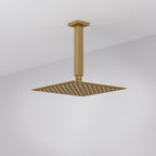 Ceiling Mount 12" High-Pressure Rainfall Shower Faucet, Dual Rainfall Shower Head System with Thermostatic Valve SFS1007-GD12 - Brushed Gold