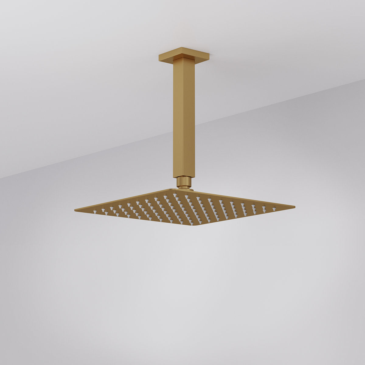 Ceiling Mount 12" High-Pressure Rainfall Shower Faucet, Dual Rainfall Shower Head System with Thermostatic Valve SFS1007-GD12 - Brushed Gold