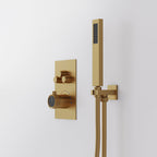 Ceiling Mount 12" High-Pressure Rainfall Shower Faucet, Dual Rainfall Shower Head System with Thermostatic Valve SFS1007-GD12 - Brushed Gold