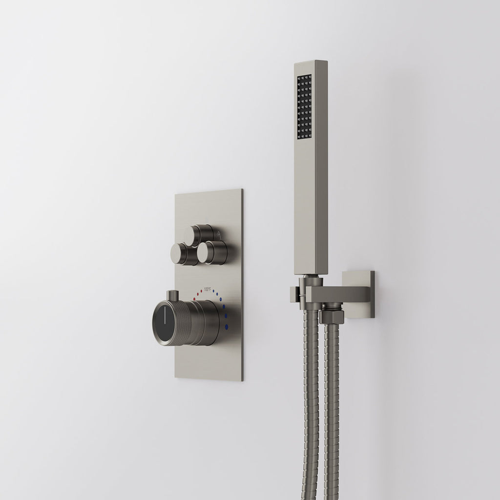 Ceiling Mount 12" High-Pressure Rainfall Shower Faucet, Dual Rainfall Shower Head System with Thermostatic Valve SFS1007-NK12 - Brushed Nickel