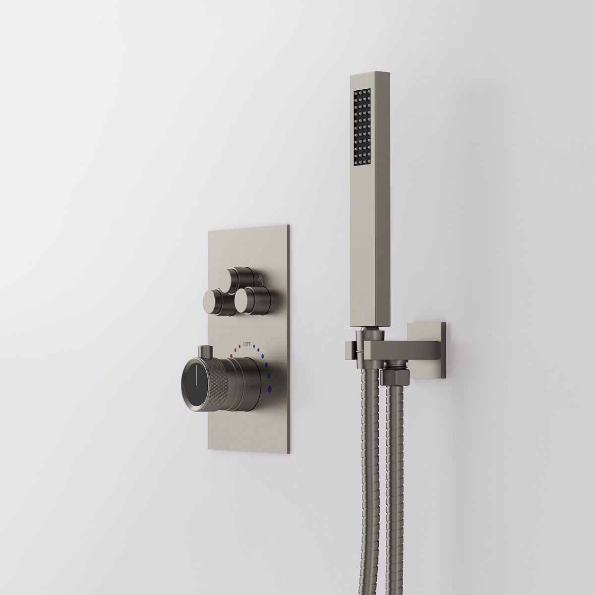 Ceiling Mount 12" High-Pressure Rainfall Shower Faucet, Dual Rainfall Shower Head System with Thermostatic Valve SFS1007-NK12 - Brushed Nickel