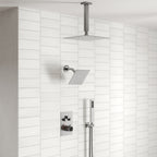 Ceiling Mount 12" High-Pressure Rainfall Shower Faucet, Dual Rainfall Shower Head System with Thermostatic Valve SFS1007-NK12 - Brushed Nickel