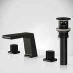 Widespread Bathroom Faucet 3 Hole, 2-handle Bathroom Sink Faucet with Drain Assembly SFS1008-BK - Matte Black
