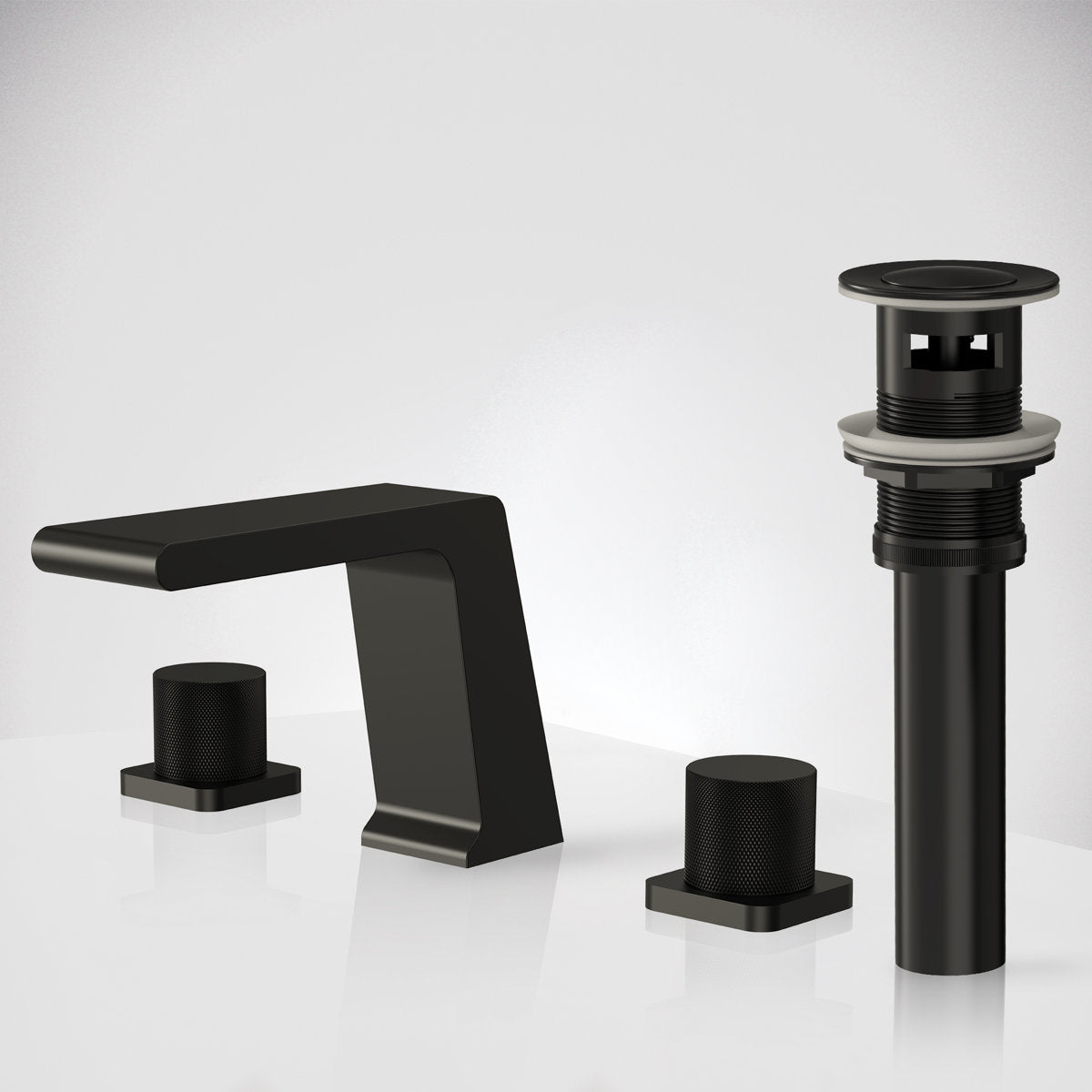 Widespread Bathroom Faucet 3 Hole, 2-handle Bathroom Sink Faucet with Drain Assembly SFS1008-BK - Matte Black
