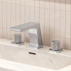 Widespread Bathroom Faucet 3 Hole, 2-handle Bathroom Sink Faucet with Drain Assembly SFS1008-CH - Chrome