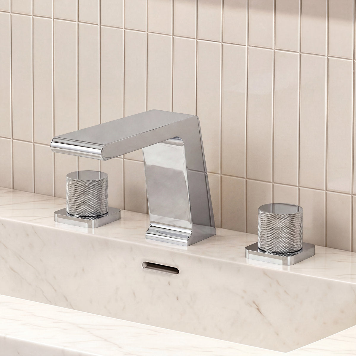 Widespread Bathroom Faucet 3 Hole, 2-handle Bathroom Sink Faucet with Drain Assembly SFS1008-CH - Chrome