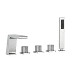 3 Handle Deck Mount Roman Tub Faucet with Waterfall Spout & Handheld Shower SFS1009-CH - Chrome