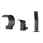 Waterfall Roman Tub Faucet with Hand Shower, 3-Hole Deck Mount SFS1005-BK - Matte Black