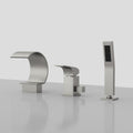 Waterfall Roman Tub Faucet with Hand Shower, 3-Hole Deck Mount SFS1005-NK - Brushed Nickel