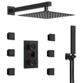 Wall Mounted Digital Shower System , 12" High Pressure Rainfall Shower Head with Handheld Shower SFS-1014-BK12 - Matte Black