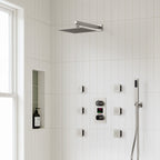 Wall Mounted Digital Shower System , 12" High Pressure Rainfall Shower Head with Handheld Shower SFS-1014-NK12 - Brushed Nickel