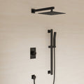 10" Pressure-Balanced Rain Shower System with Adjustable Slide Bar Handheld Shower and Rough-In Valve SFS-1036-BK10 - Matte Black