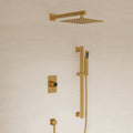 10" Pressure-Balanced Rain Shower System with Adjustable Slide Bar Handheld Shower and Rough-In Valve SFS-1036-GD10 - Brushed Gold