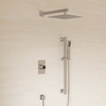 10" Pressure-Balanced Rain Shower System with Adjustable Slide Bar Handheld Shower and Rough-In Valve SFS-1036-NK10 - Brushed Nickel