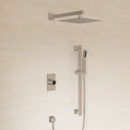 10" Pressure-Balanced Rain Shower System with Adjustable Slide Bar Handheld Shower and Rough-In Valve SFS-1036-NK10 - Brushed Nickel