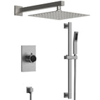 10" Pressure-Balanced Rain Shower System with Adjustable Slide Bar Handheld Shower and Rough-In Valve SFS-1036-NK10 - Brushed Nickel