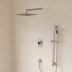 10" Pressure-Balanced Rain Shower System with Adjustable Slide Bar Handheld Shower and Rough-In Valve SFS-1036-NK10 - Brushed Nickel