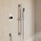 10" Pressure-Balanced Rain Shower System with Adjustable Slide Bar Handheld Shower and Rough-In Valve SFS-1036-NK10 - Brushed Nickel