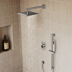 10" Pressure-Balanced Rain Shower System with Adjustable Slide Bar Handheld Shower and Rough-In Valve SFS-1036-NK10 - Brushed Nickel