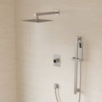 10" Pressure-Balanced Rain Shower System with Adjustable Slide Bar Handheld Shower and Rough-In Valve SFS-1036-NK10 - Brushed Nickel