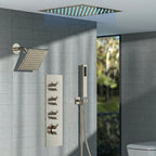 Thermostatic Dual Showerheads System, Ceiling Mount 12" LED Rainfall Shower Faucet with 6" Shower Head, Handheld Spray SFS-1034-NK12 - Brushed Nickel