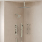 Ceiling Mount 16" High-Pressure Rainfall Shower Faucet, Dual Rainfall Shower Head System with Thermostatic Valve SFS-1031-NK16 - Brushed Nickel