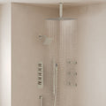 Ceiling Mount 16" High-Pressure Rainfall Shower Faucet, Dual Rainfall Shower Head System with Thermostatic Valve SFS-1031-NK16 - Brushed Nickel