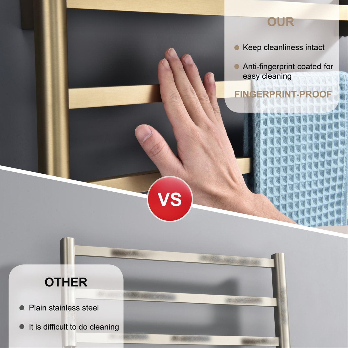 Traditional Towel Rail Towel Warmer FK08+ - Brushed Gold