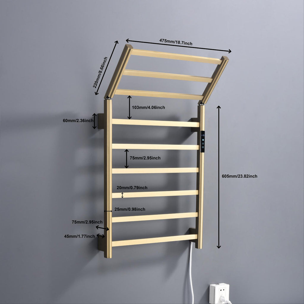 Traditional Towel Rail Towel Warmer FK08+ - Brushed Gold
