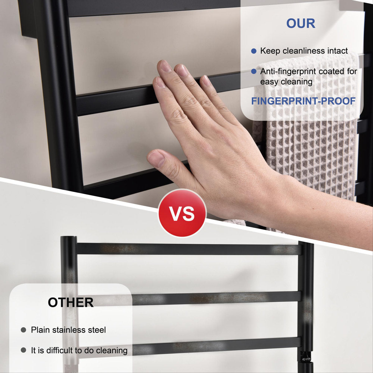 Traditional Towel Rail Towel Warmer FK08 - Matte Black
