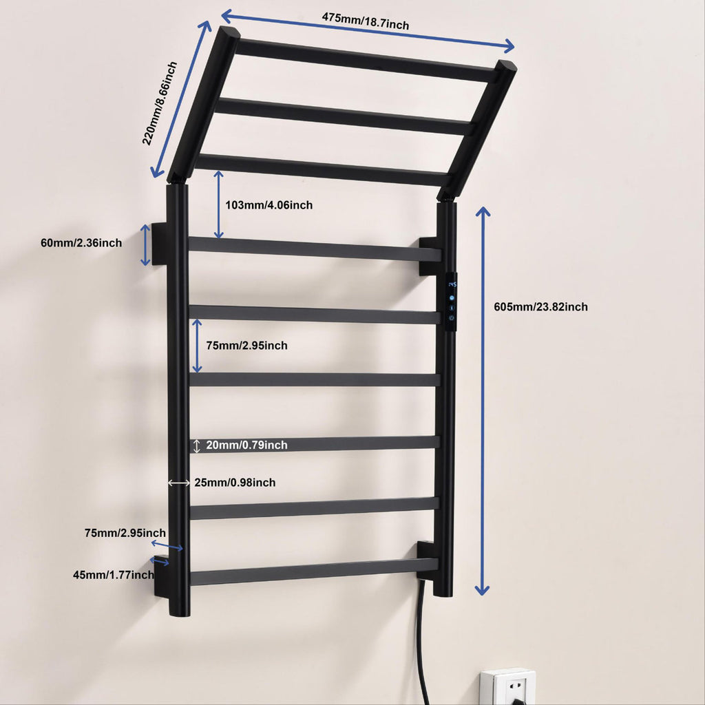 Traditional Towel Rail Towel Warmer FK08 - Matte Black