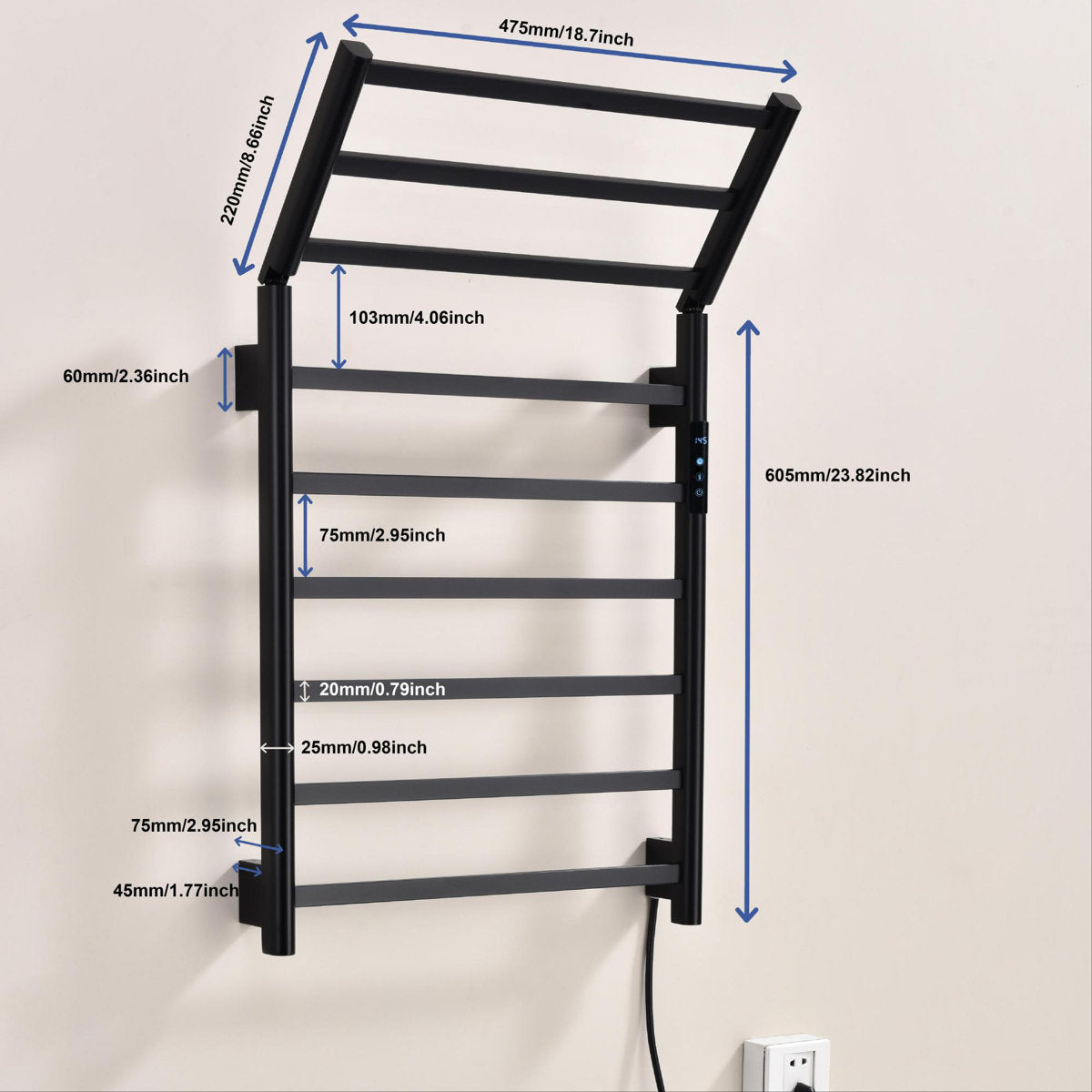 Traditional Towel Rail Towel Warmer FK08 - Matte Black