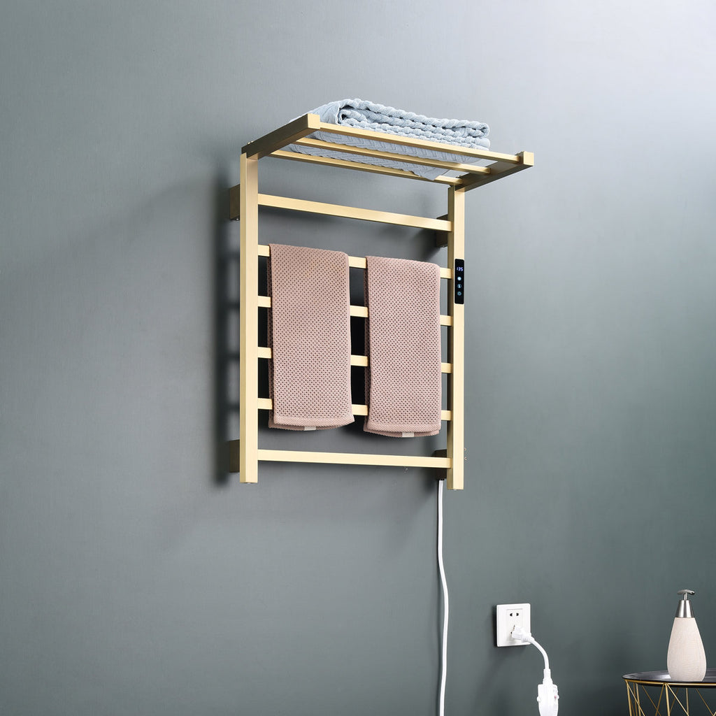 Traditional Towel Rail Towel Warmer FK07+ - Brushed Gold