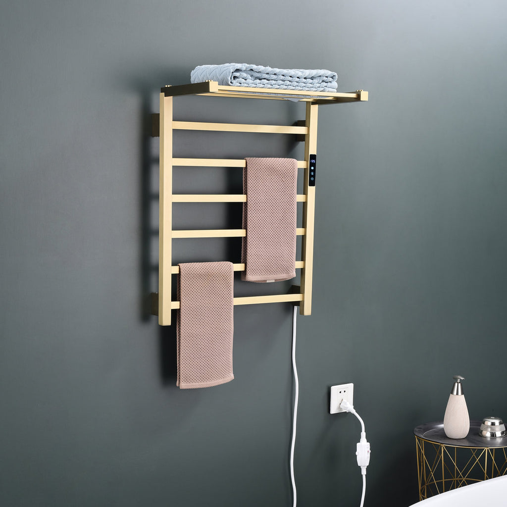Traditional Towel Rail Towel Warmer FK07+ - Brushed Gold