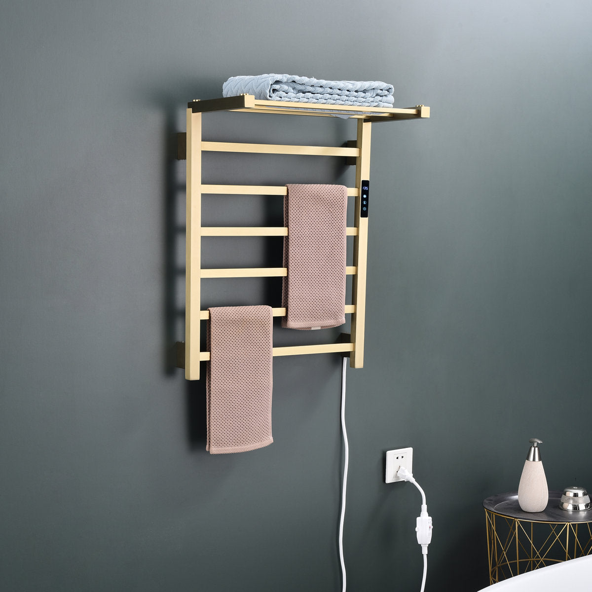 Traditional Towel Rail Towel Warmer FK07+ - Brushed Gold