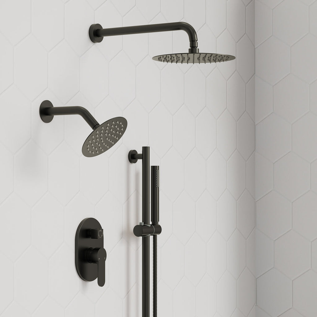 PressureBalanced Shower System, 10" Rainfall Dual Showerheads with Handheld Shower SFS-1058-BK10 - Matte Black