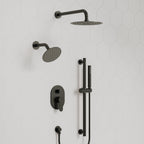 PressureBalanced Shower System, 10" Rainfall Dual Showerheads with Handheld Shower SFS-1058-BK10 - Matte Black