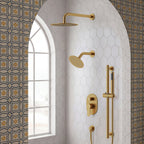 PressureBalanced Shower System, 10" Rainfall Dual Showerheads with Handheld Shower SFS-1058-GD10 - Brushed Gold