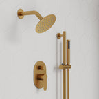 PressureBalanced Shower System, 10" Rainfall Dual Showerheads with Handheld Shower SFS-1058-GD10 - Brushed Gold
