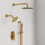 PressureBalanced Shower System, 10" Rainfall Dual Showerheads with Handheld Shower SFS-1058-GD10 - Brushed Gold