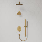 PressureBalanced Shower System, 10" Rainfall Dual Showerheads with Handheld Shower SFS-1058-GD10 - Brushed Gold
