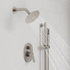 PressureBalanced Shower System, 10" Rainfall Dual Showerheads with Handheld Shower SFS-1058-NK10 - Brushed Nickel