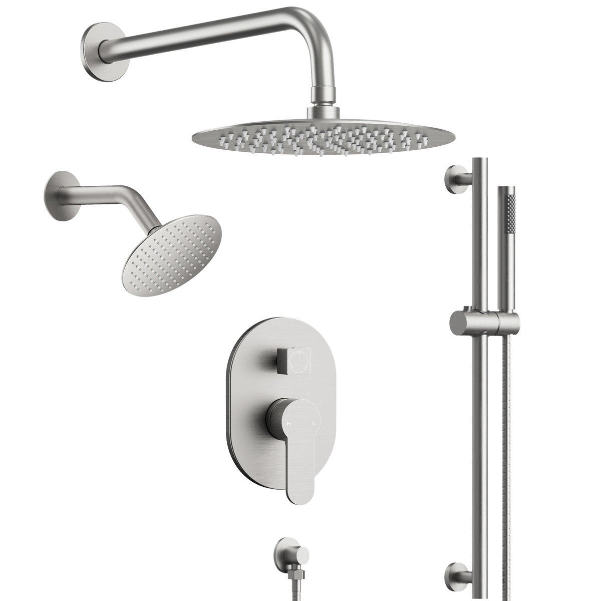 PressureBalanced Shower System, 10" Rainfall Dual Showerheads with Handheld Shower SFS-1058-NK10 - Brushed Nickel