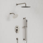 PressureBalanced Shower System, 10" Rainfall Dual Showerheads with Handheld Shower SFS-1058-NK10 - Brushed Nickel