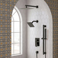 Wall Mount High-Pressure Rainfall Shower Faucet, Dual Showerheads System with Handheld Shower SFS-1059-BK10 - Matte Black