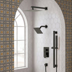 Wall Mount High-Pressure Rainfall Shower Faucet, Dual Showerheads System with Handheld Shower SFS-1059-BK10 - Matte Black