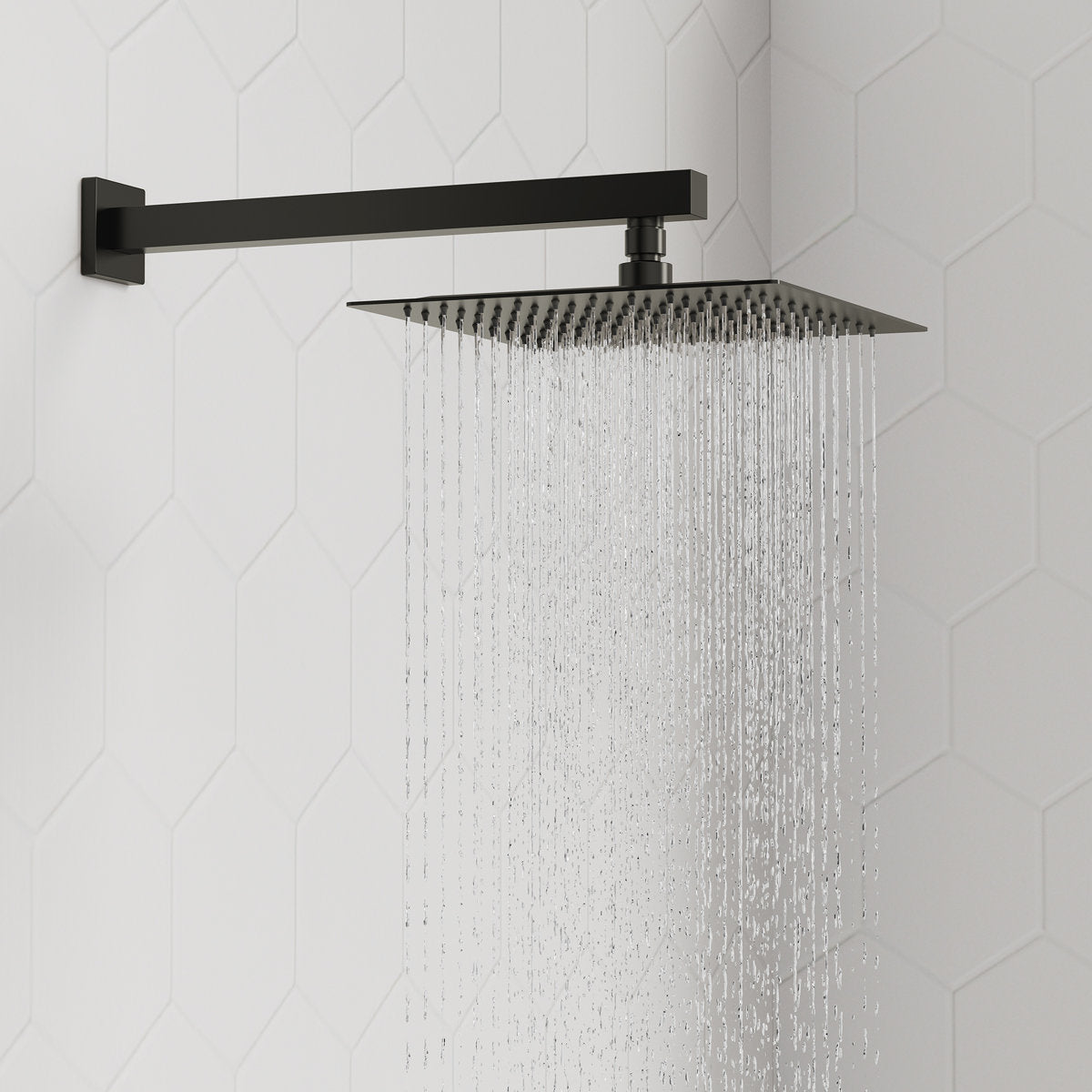 Wall Mount High-Pressure Rainfall Shower Faucet, Dual Showerheads System with Handheld Shower SFS-1059-BK10 - Matte Black