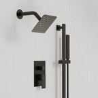 Wall Mount High-Pressure Rainfall Shower Faucet, Dual Showerheads System with Handheld Shower SFS-1059-BK10 - Matte Black