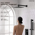 Wall Mount High-Pressure Rainfall Shower Faucet, Dual Showerheads System with Handheld Shower SFS-1059-BK10 - Matte Black